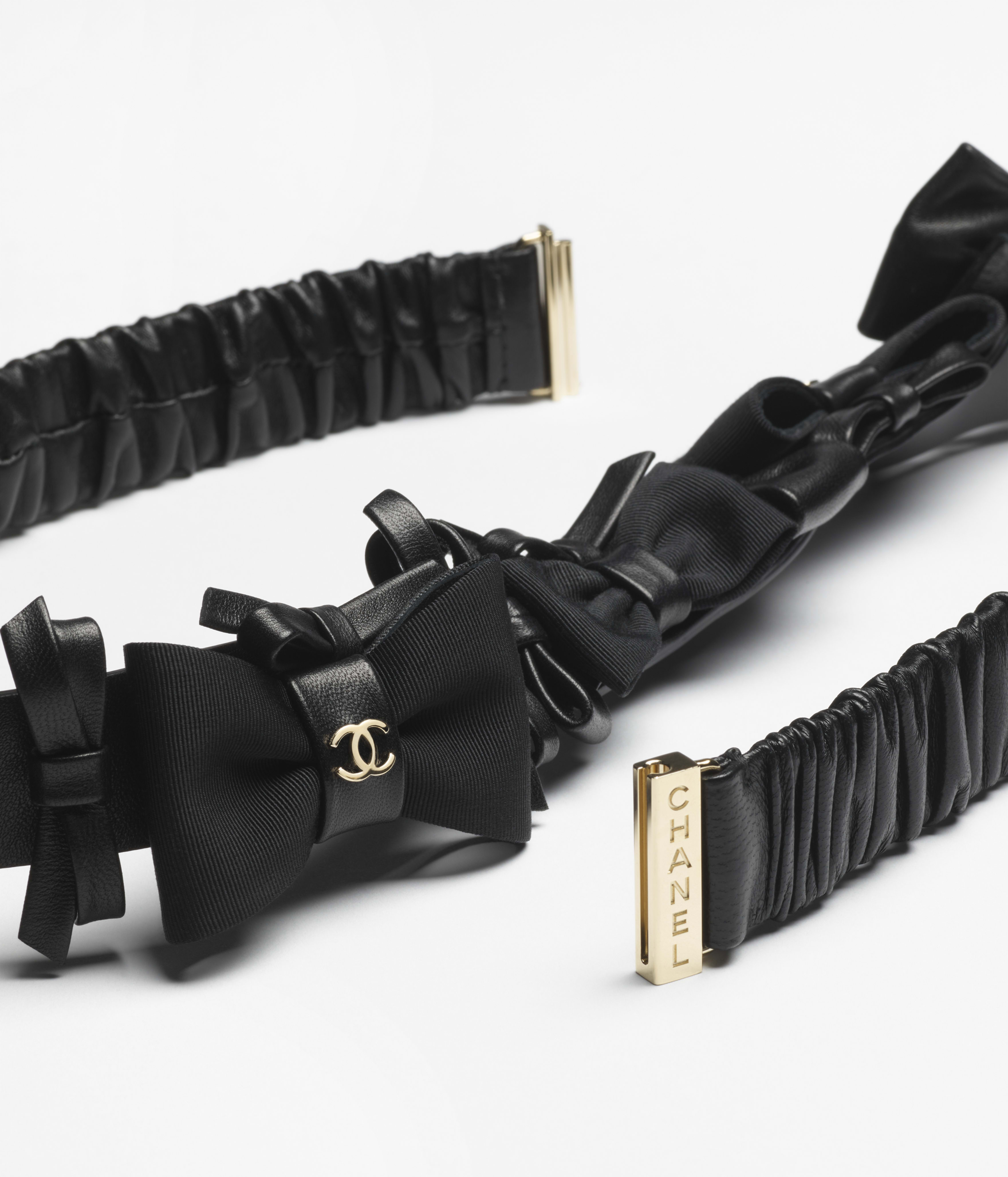 レザー ベルト - ラムスキン、ミックス ファイバー、ブラック