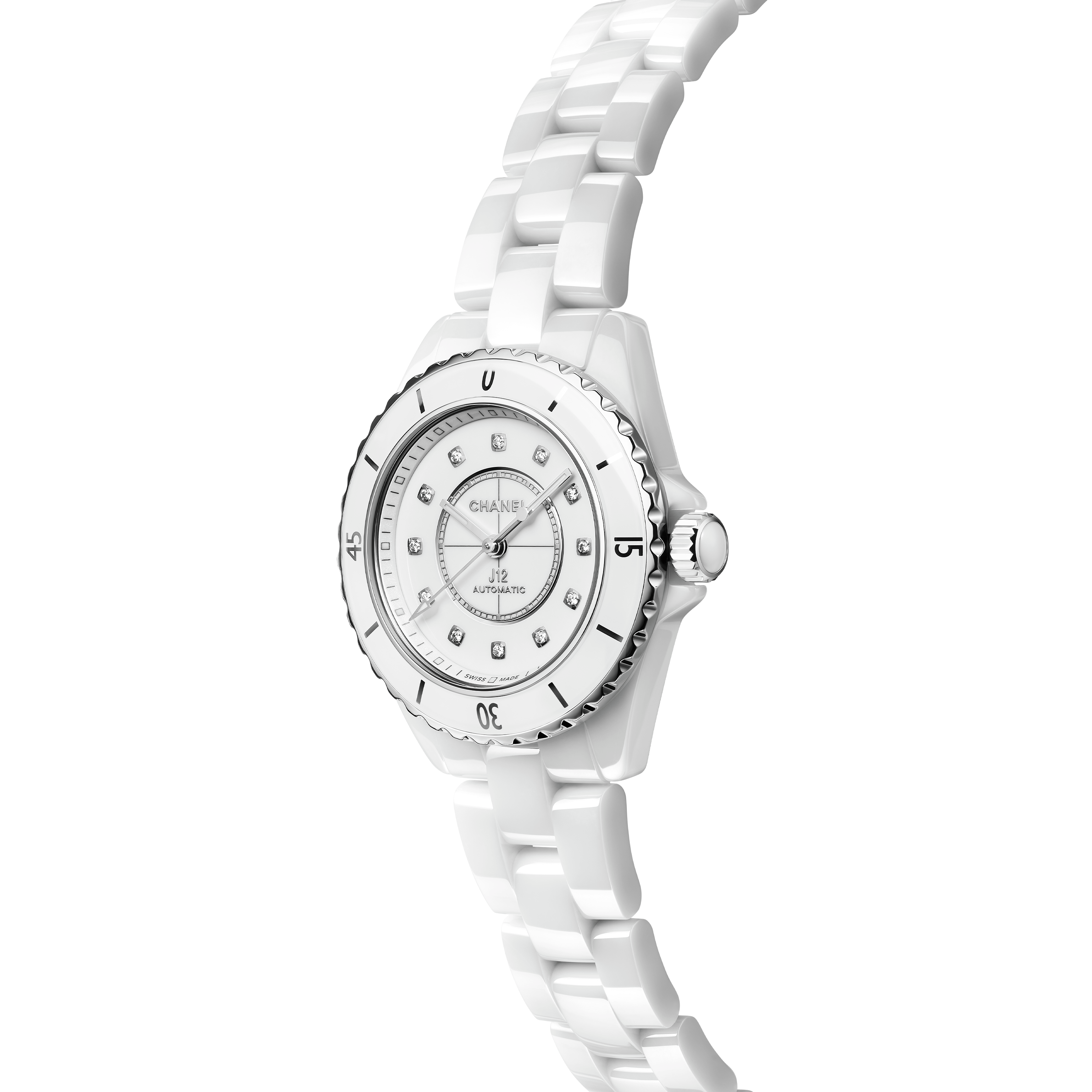 J12 Watch, 33 mm - White ceramic & Steel - H5698 | CHANEL