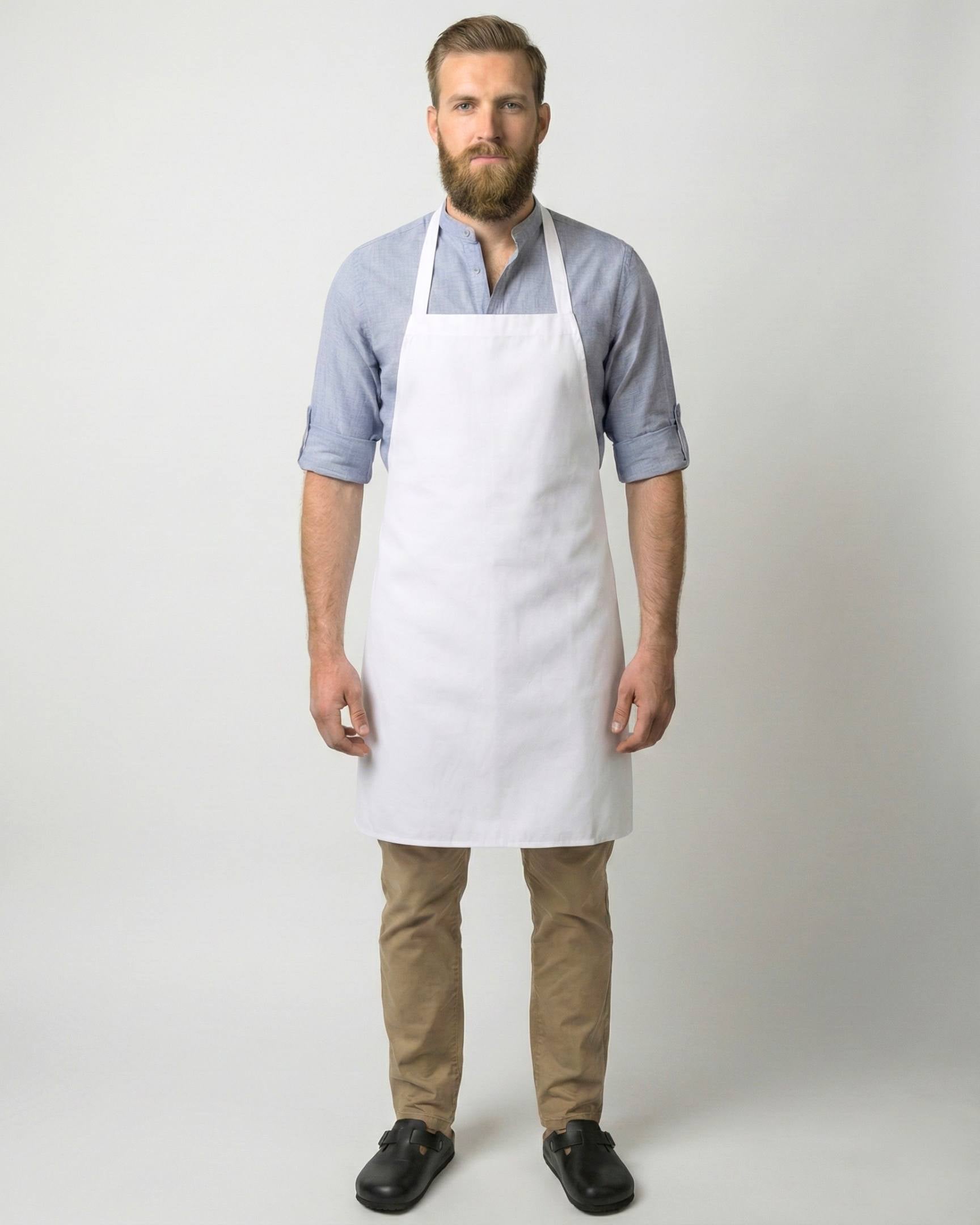 ポケット無し胸当てエプロン・ホワイト｜飲食店制服｜Chef Works