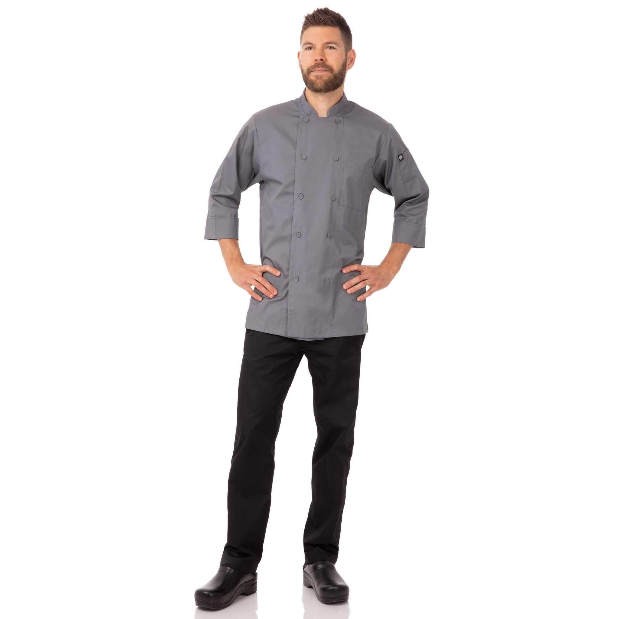 グレー・軽量七分袖コックコート｜飲食店ユニフォーム｜Chef Works