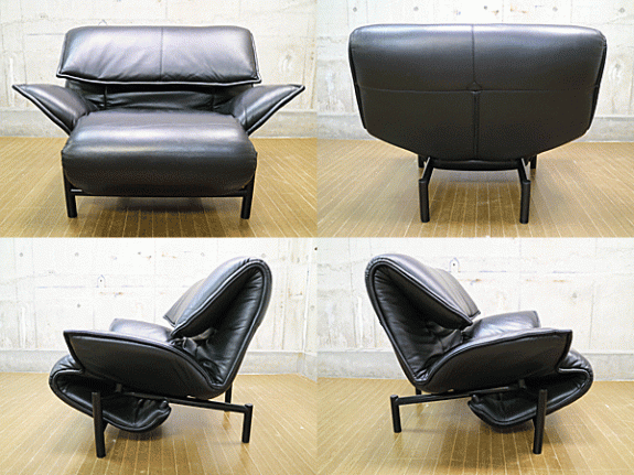 Cassina】カッシーナ VERANDA ヴェランダ 黒総革 1人掛けソファ