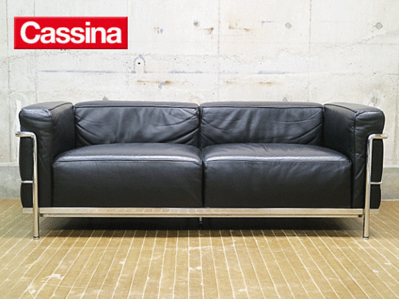 Cassina】カッシーナ LC3 2人掛けソファ ル・コルビュジエ 黒革 正規品