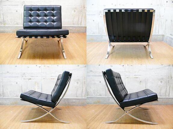 Knoll】ノール バルセロナチェア 黒革 ミース・ファン・デル・ローエ