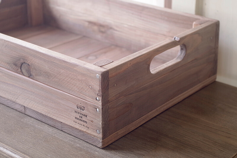 ヴィンテージ風木製マルシェボックス｜ナチュラル＆アンティーク
