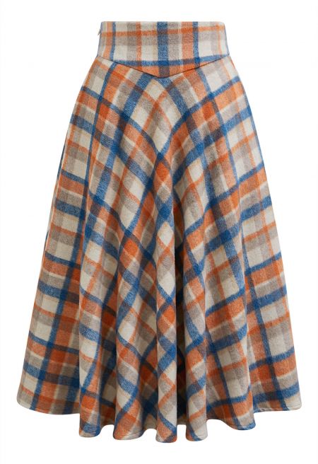 Plaid Melody Side Pocket Midi Skirt - Boho Chic, Indie & Romantic