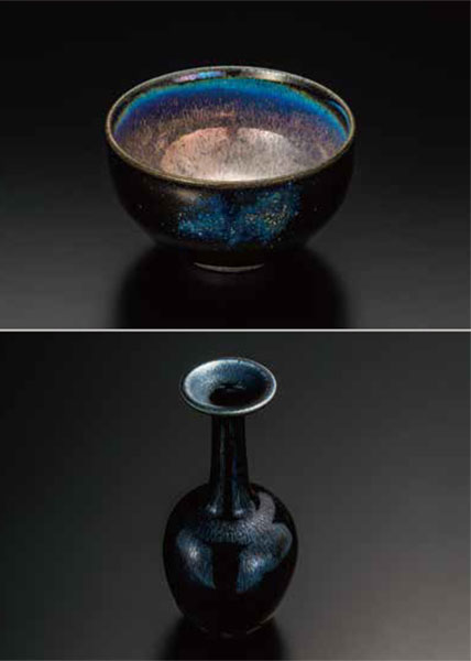 陶芸家 長江惣吉 燿変 天目 錦 茶碗 茶盌 抹茶碗 天目盌 共箱 陶芸家