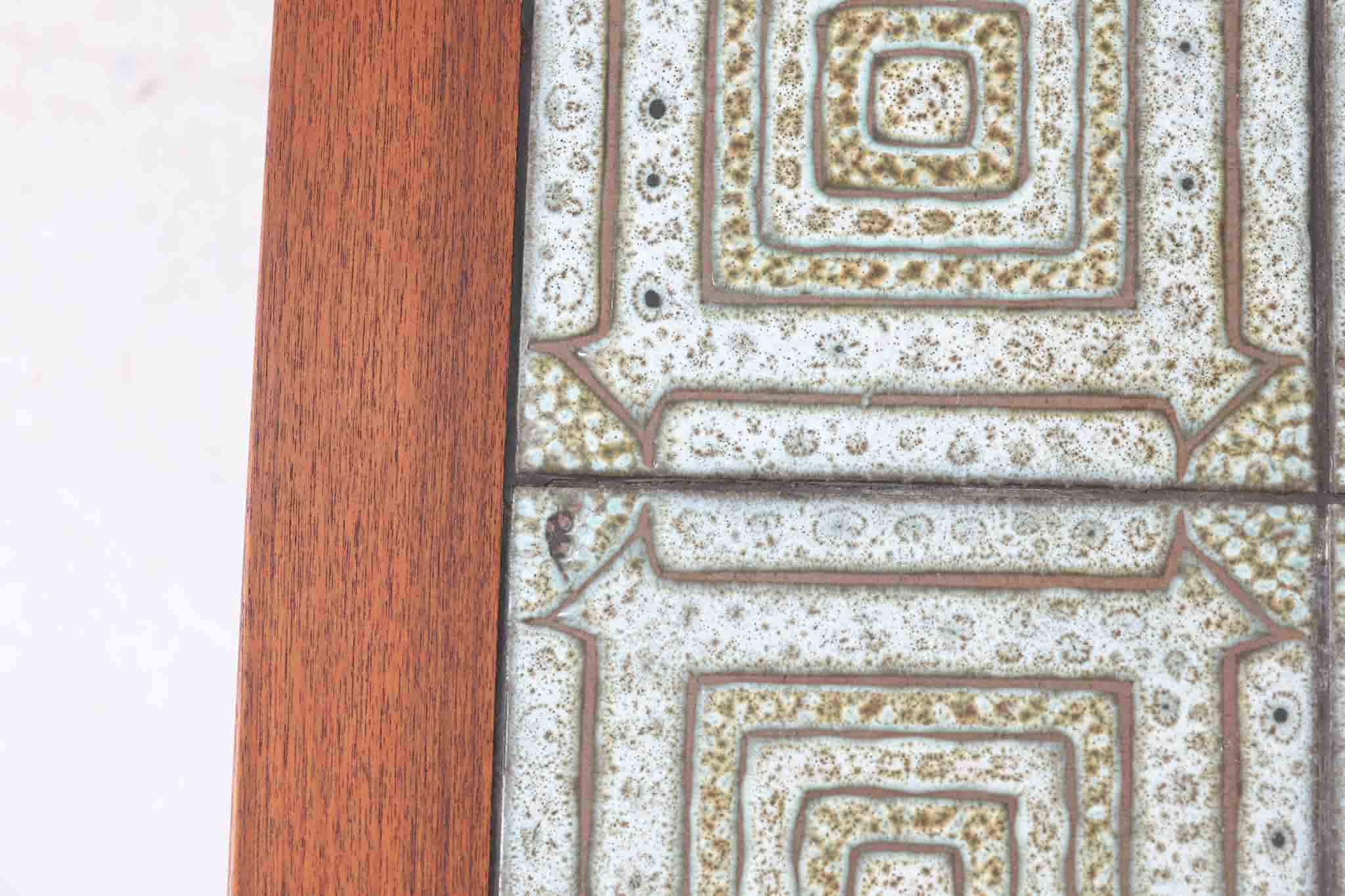 デンマーク製 タイルトップサイドテーブル チーク材 北欧家具