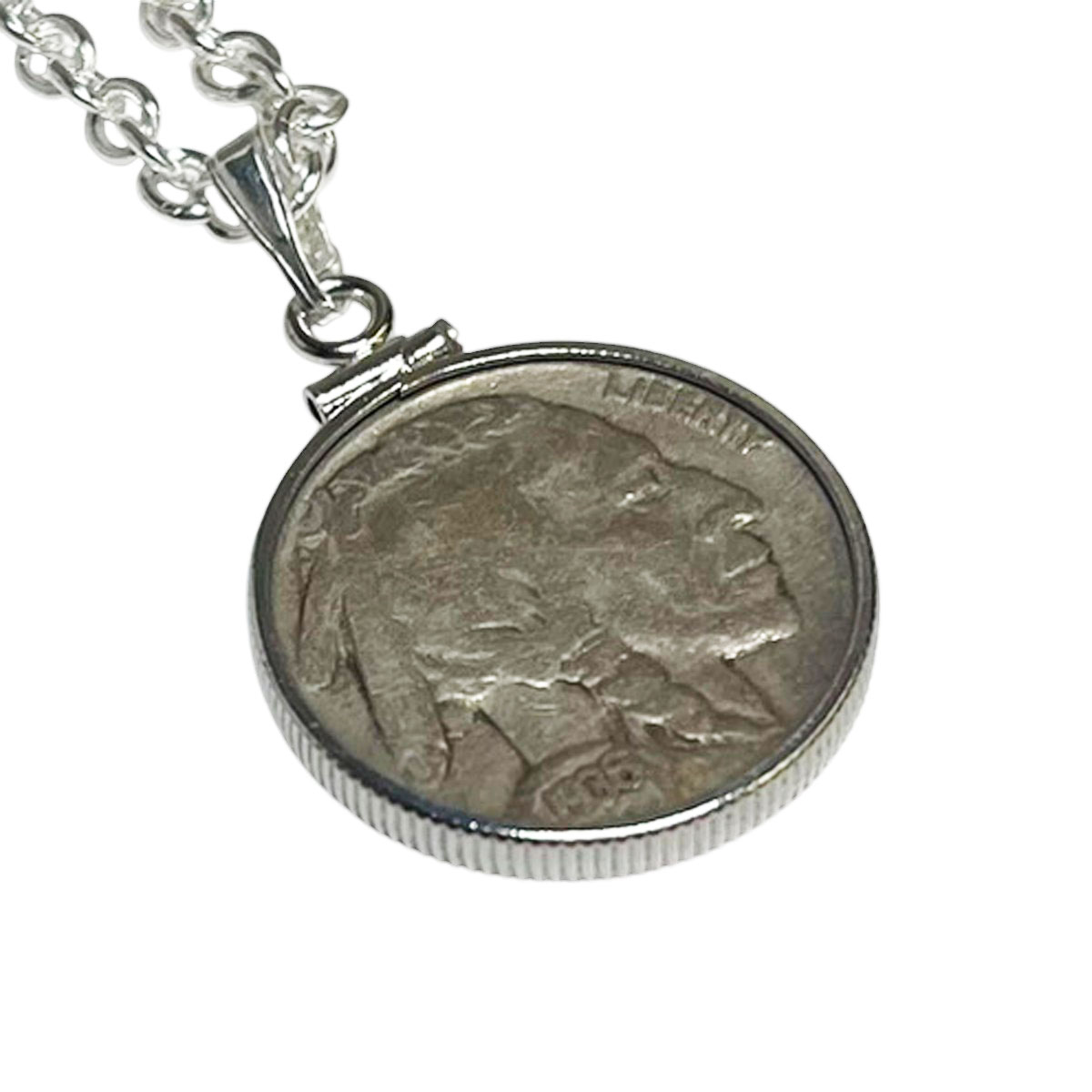 アメリカ・5セント硬貨・インディアン＆バッファローシルバーネックレス