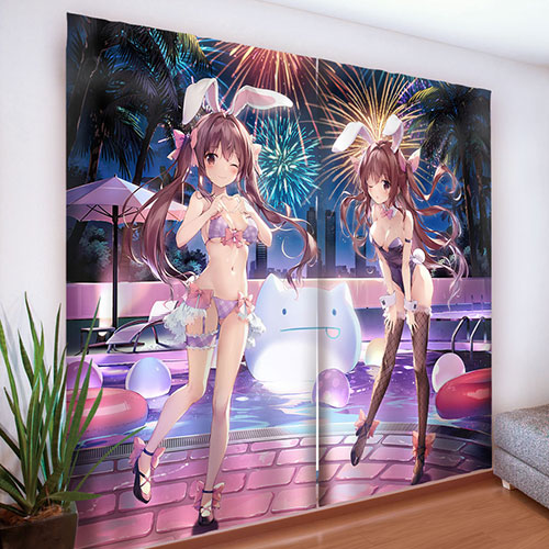 karory先生]描き下ろしカーテン（蒼海舞香＆蒼海夏音／ナイトプール