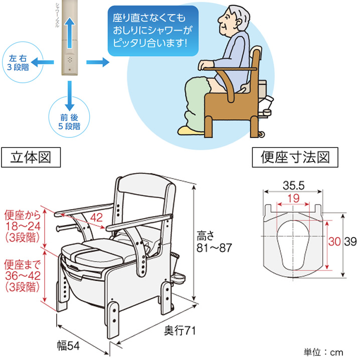 安寿 家具調トイレ AR−SA1 ライト ノーマル ＜シャワピタ＞ 腰掛