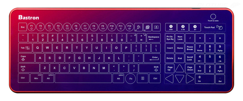 近未来なガラス製デザイン、ワイヤレス対応ハイエンドキーボード