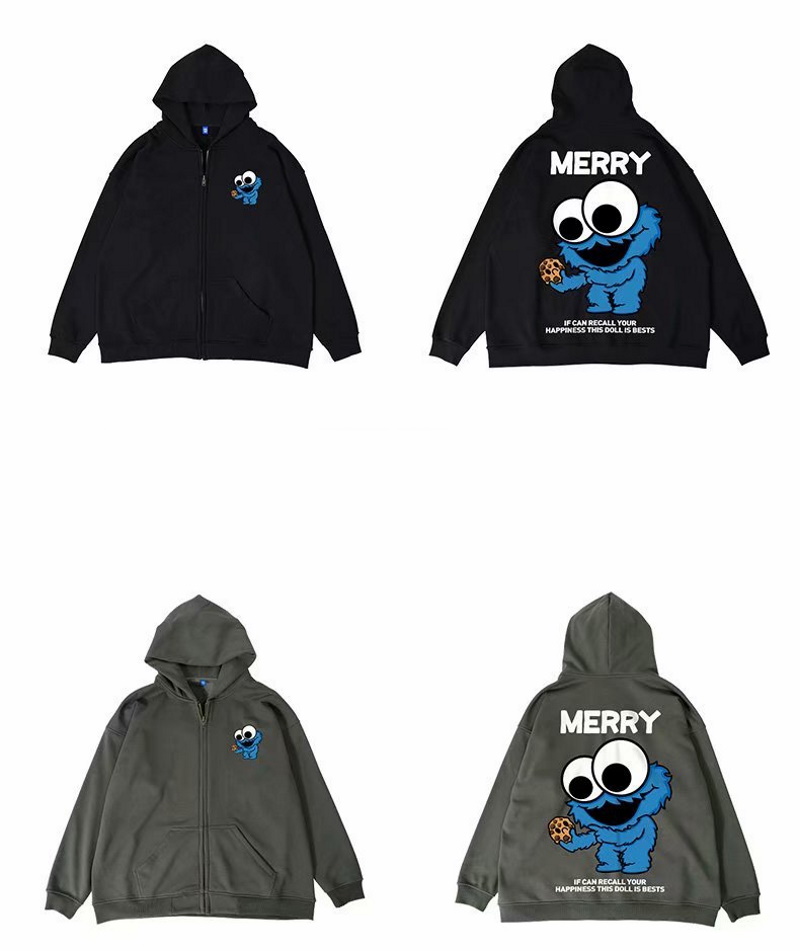 sesame street zip up Hooded Sweatshirt ユニセックス男女兼用セ
