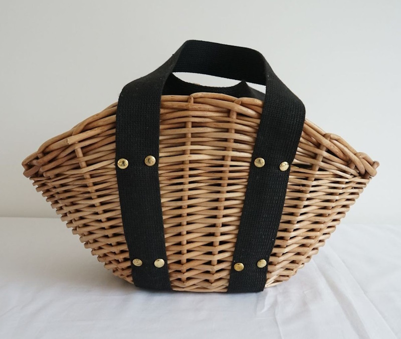 Woman Fan-shaped tote basket bag 扇型トート籠 かごバッグ 手提げ 籐