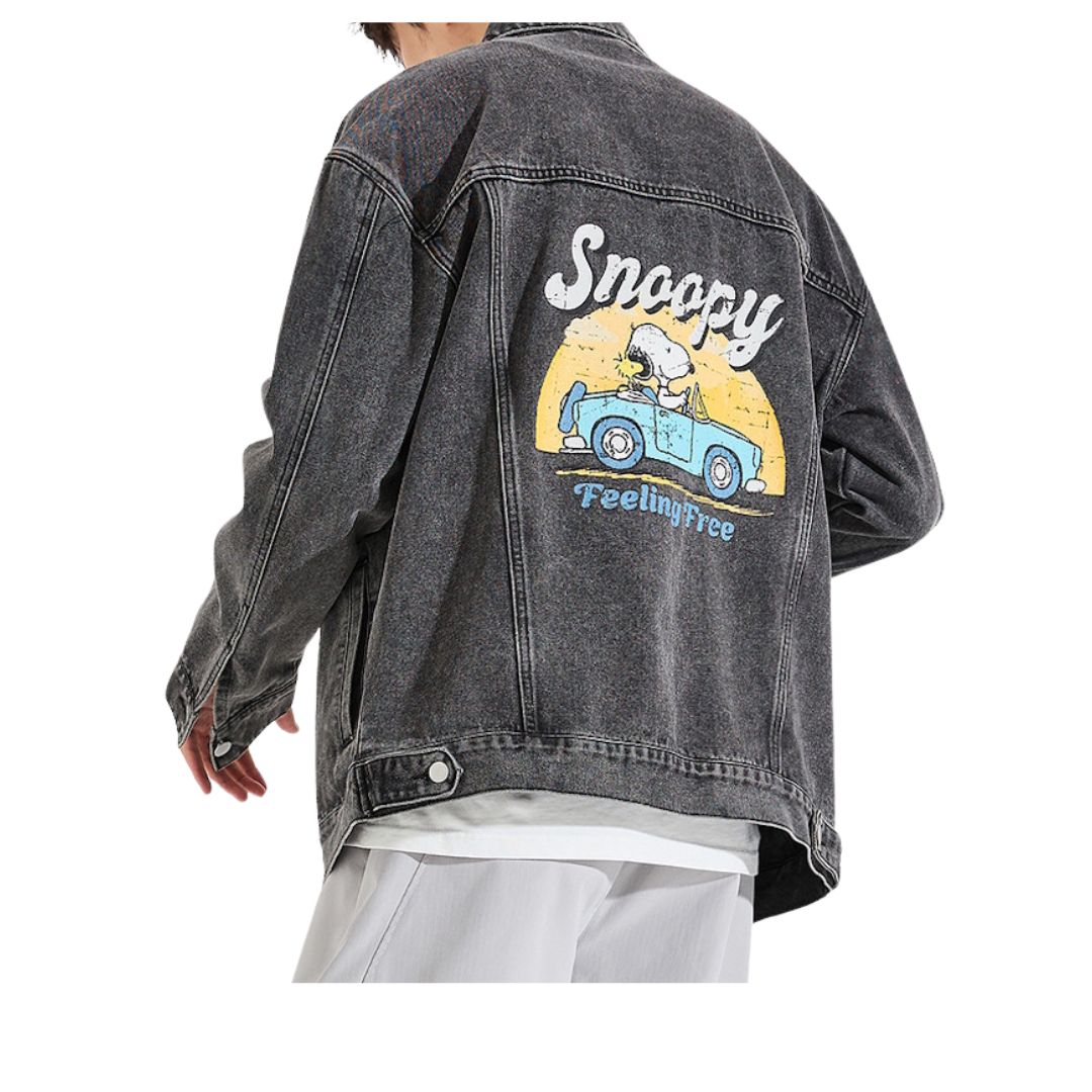 Snoopy denim jean jacket ユニセックス 男女兼用スヌーピープリント
