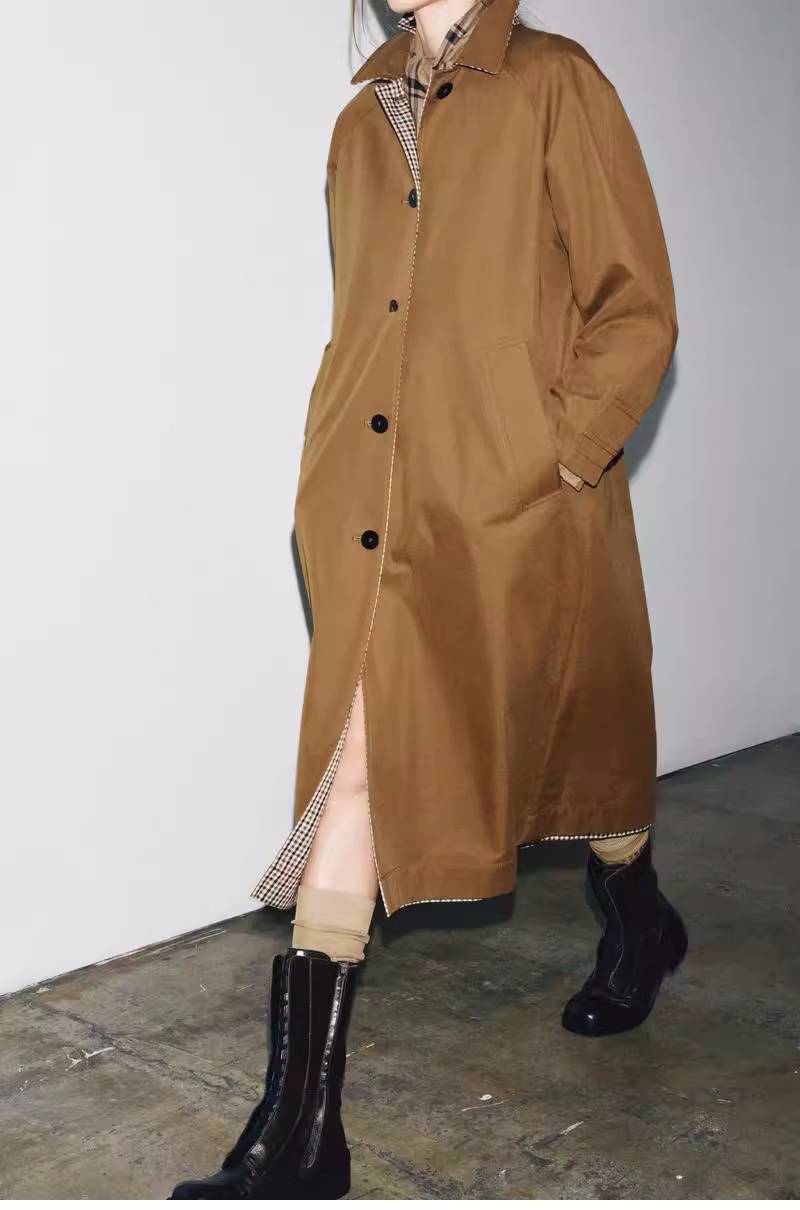 Gun club check reversible long lapel style long coat ガンクラブ