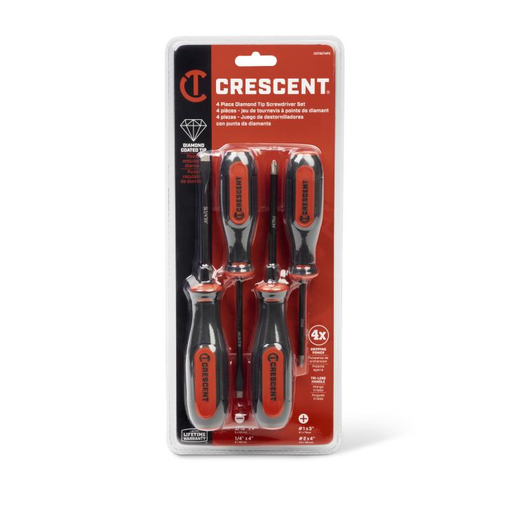 4 Piece Diamond Tip Dual Material Screwdriver Set | Crescent