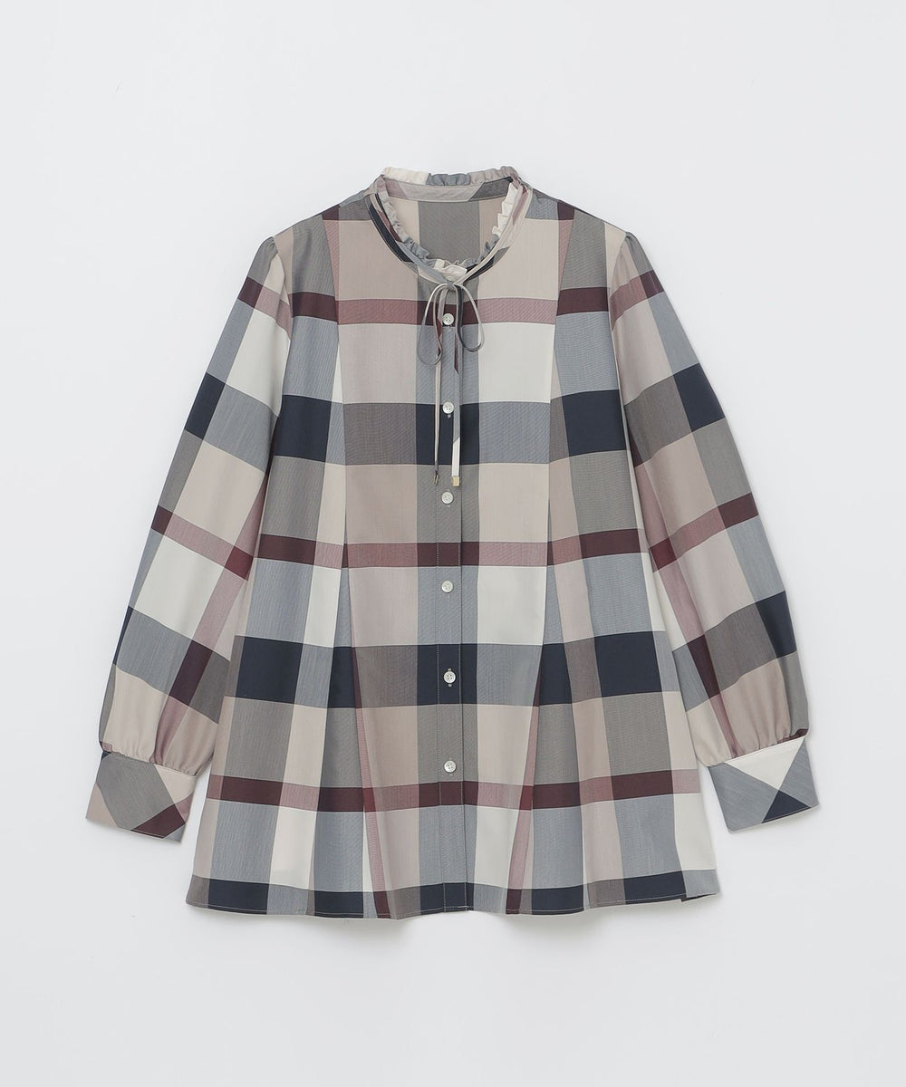 クレストブリッジチェックライトクロッシングツイルフレアブラウス