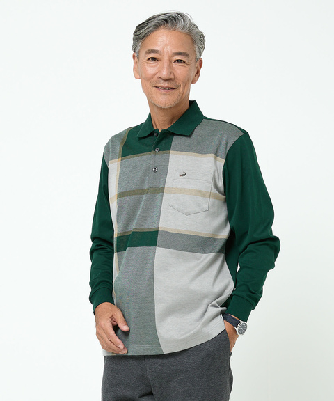 メンズ パネルチェック柄 ポロシャツ通販 [1602-55204] - クロコダイル