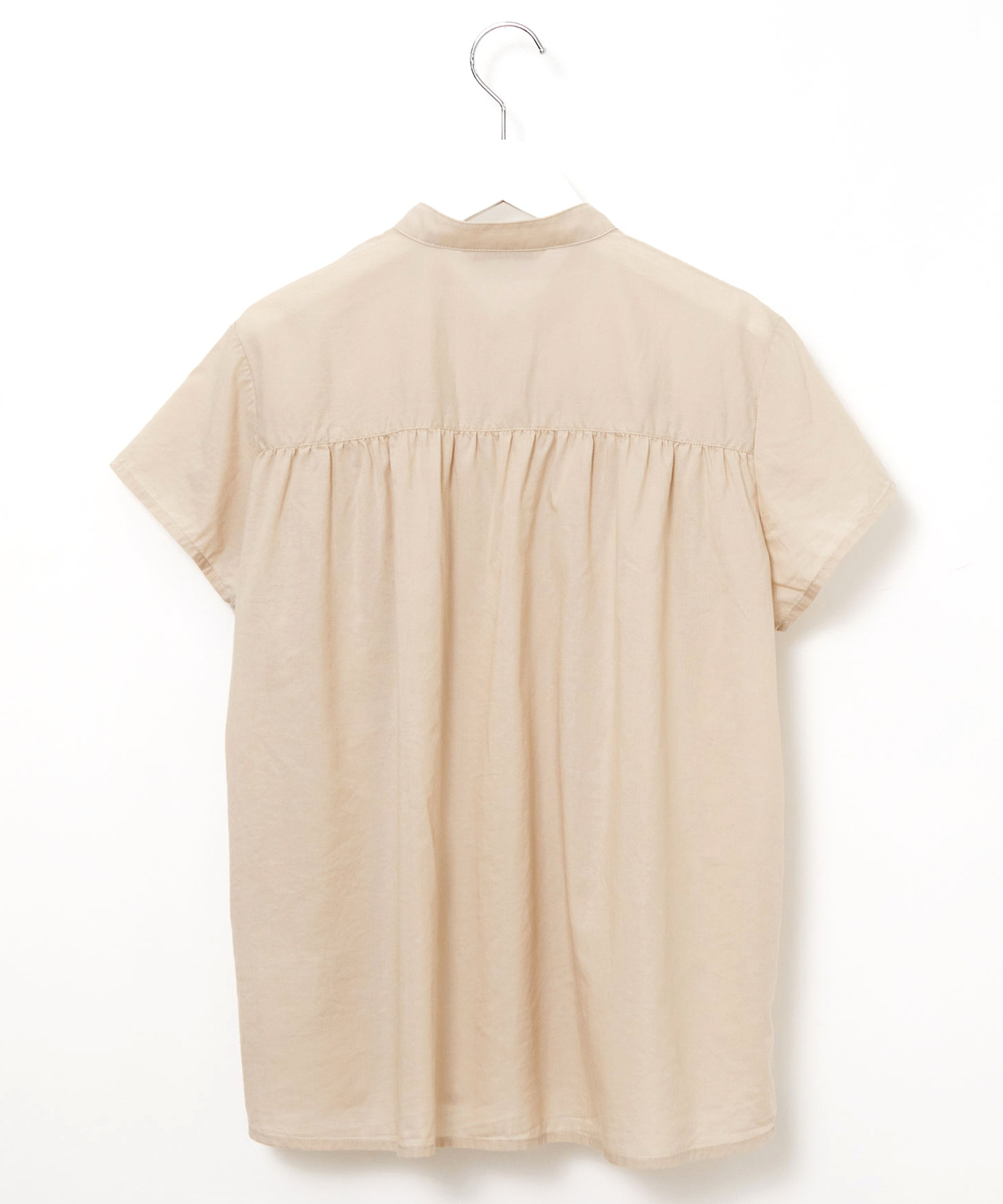 レディース ギャザーデザイン バンドカラー ブラウス【一部店舗限定