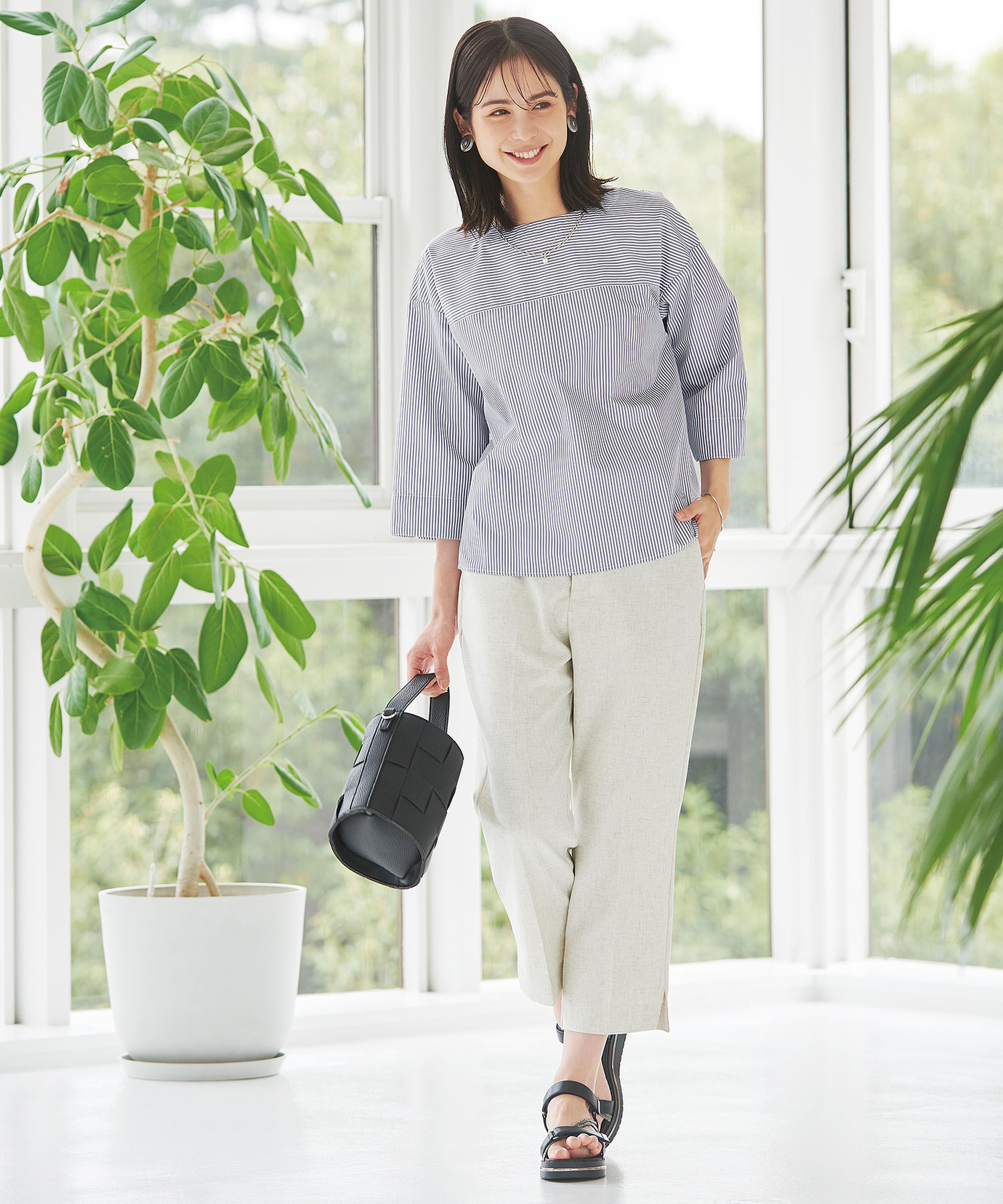 レディース ストライプ 七分袖 ブラウス【一部店舗限定】通販 [0201