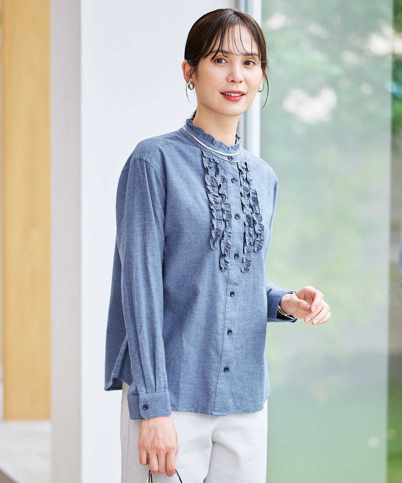 レディース 刺繍フリルデザイン 長袖 ブラウス通販 [0301-55118