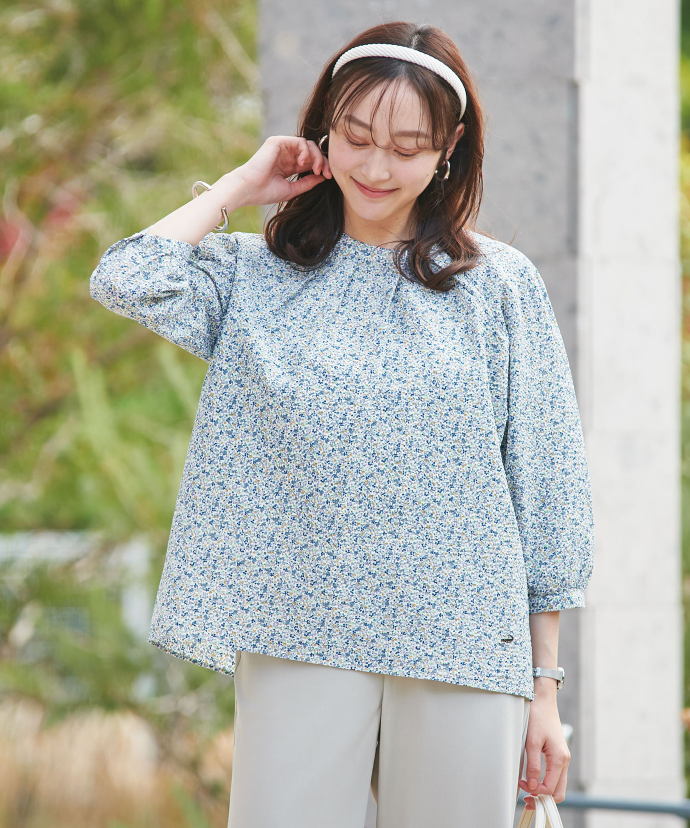 レディース フラワープリント 襟デザイン ブラウス通販 [0301-53101