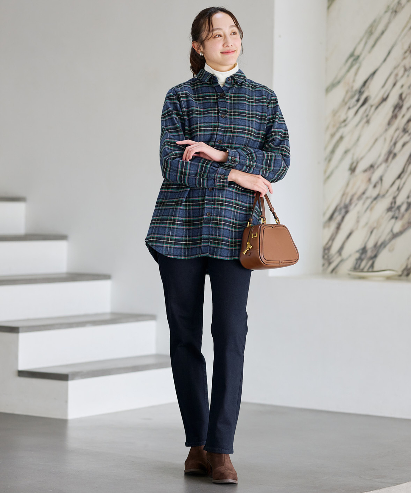 レディース ツイードライク チェック柄 チュニック通販 [0321-57700