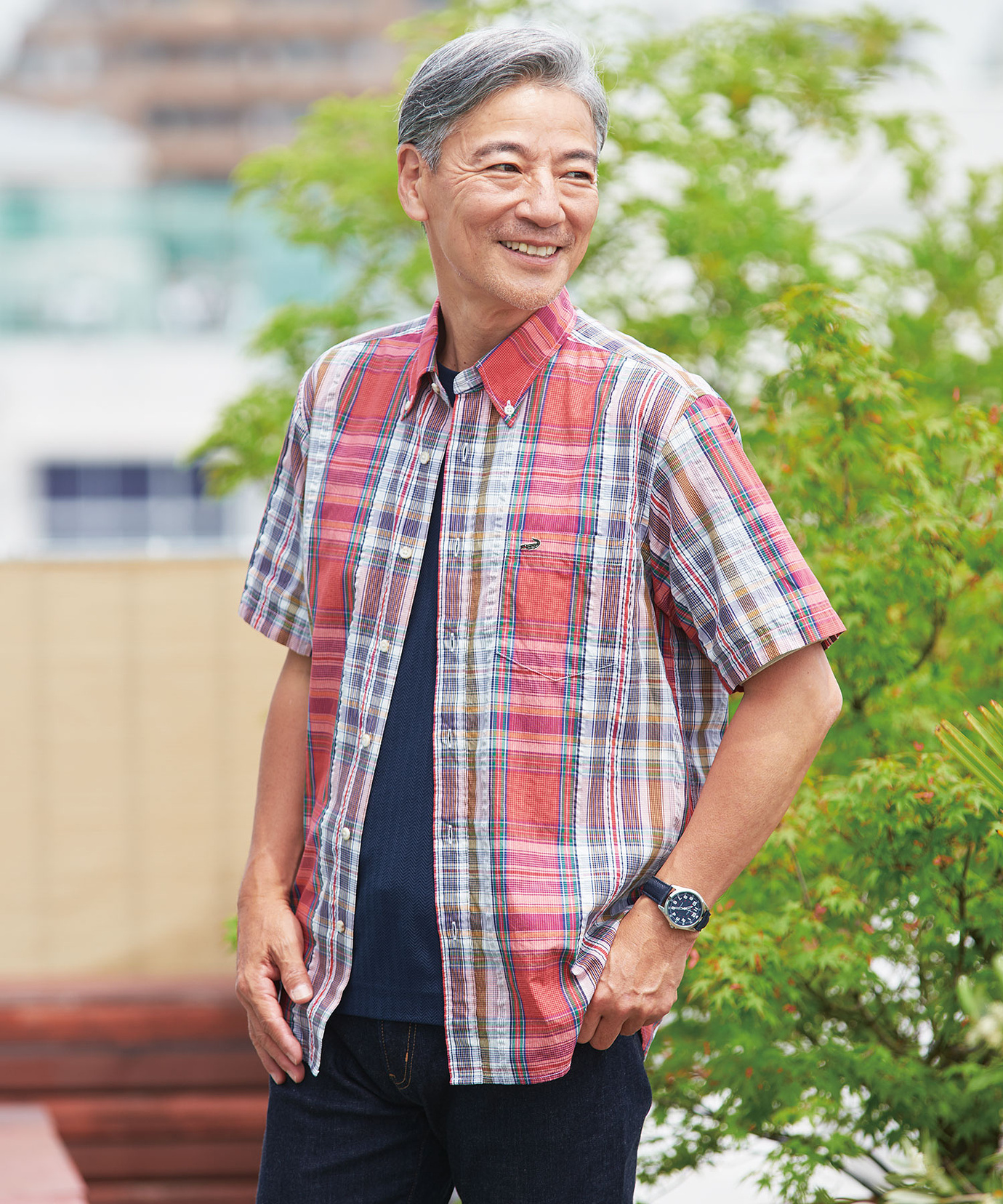 メンズ シルクブレンド マドラスチェック シャツ通販 [1601-53125