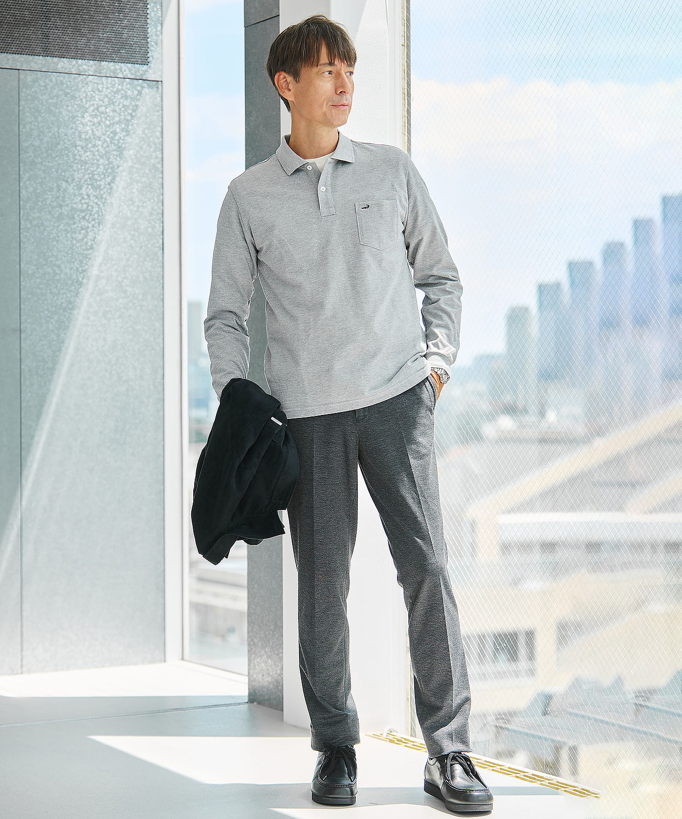 メンズ 【ベストセラー】ワンポイント長袖ポロシャツ【日本製】通販