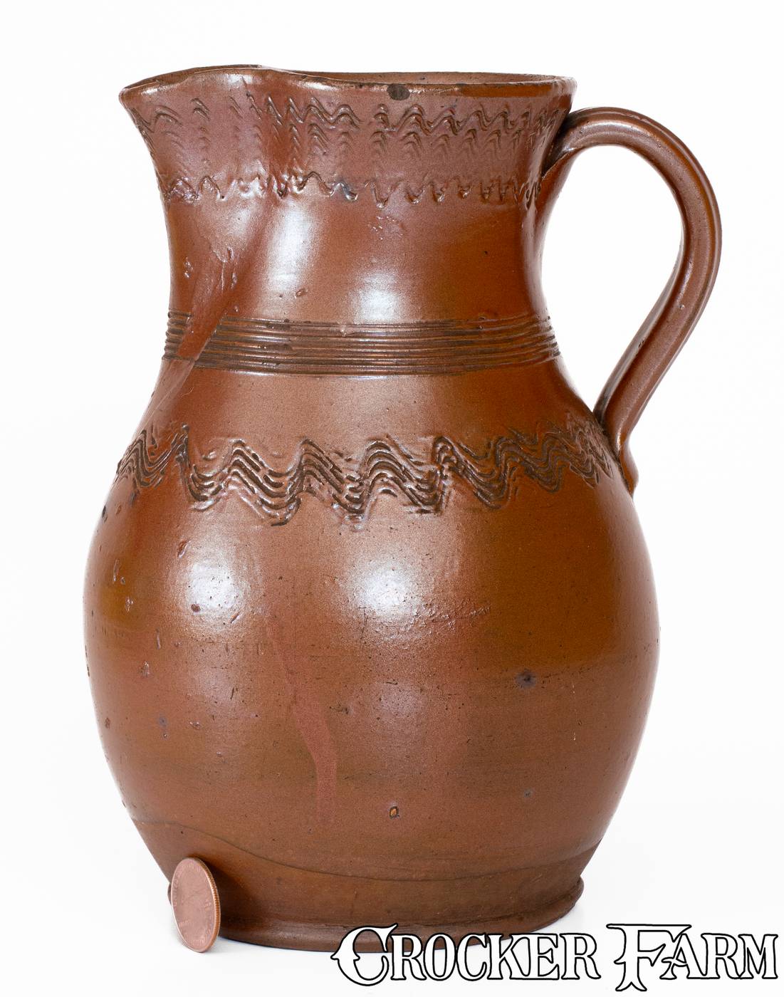 Albany-Slip-Glazed Tennessee Stoneware Pitcher, late 19th century