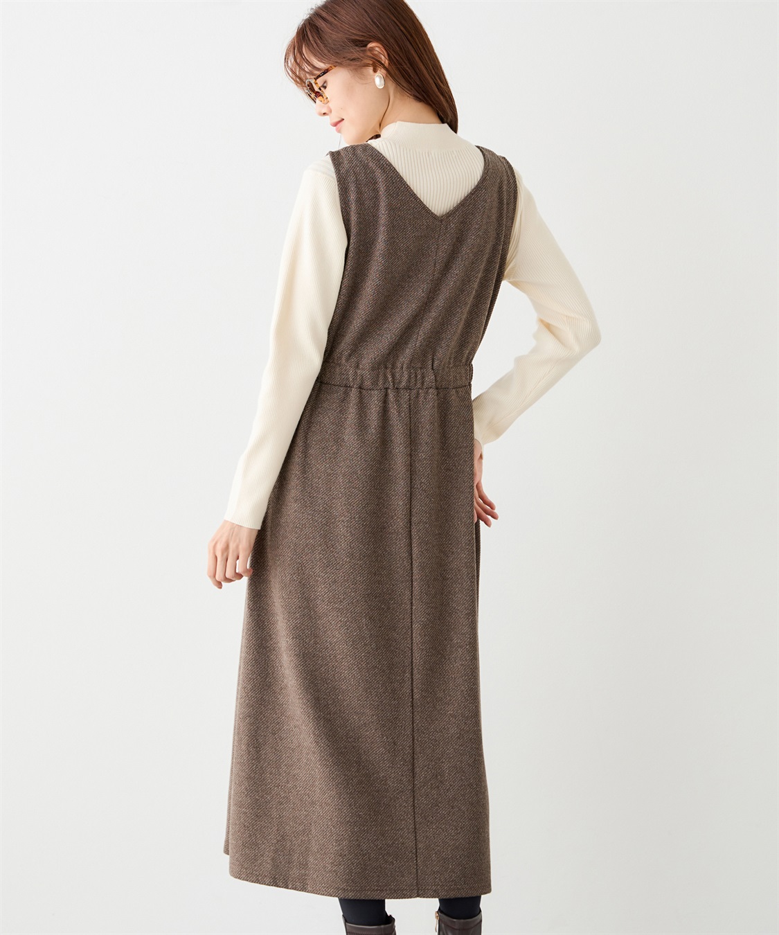 Vネックフレアジャンパースカート Petit Honfleur｜クロスプラス公式