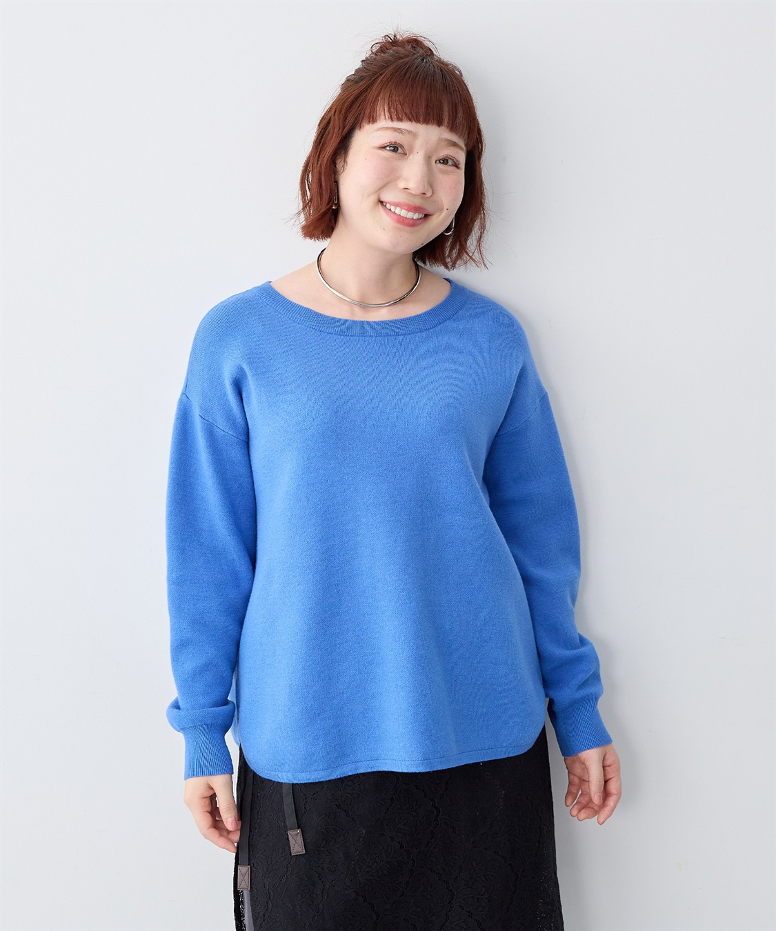 anyfee/大きいサイズ】裾ラウンドもっちりカラーニット anyfee｜クロス