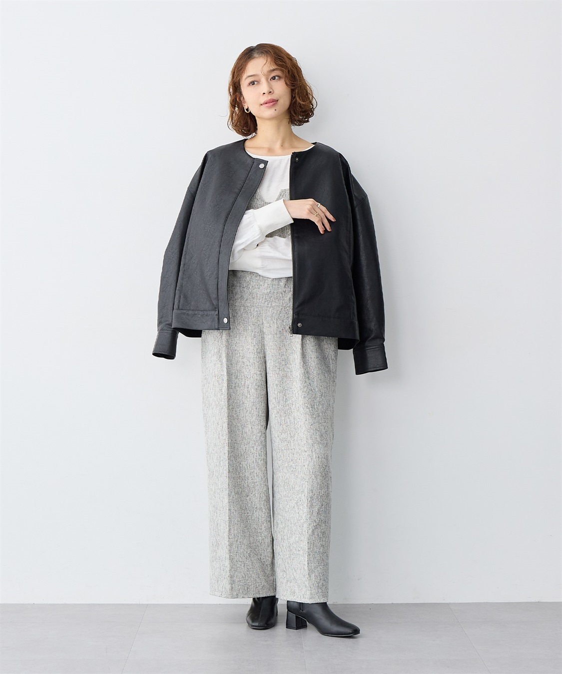 anyfee/大きいサイズ】ツイードキャミビスチェ風サロペット