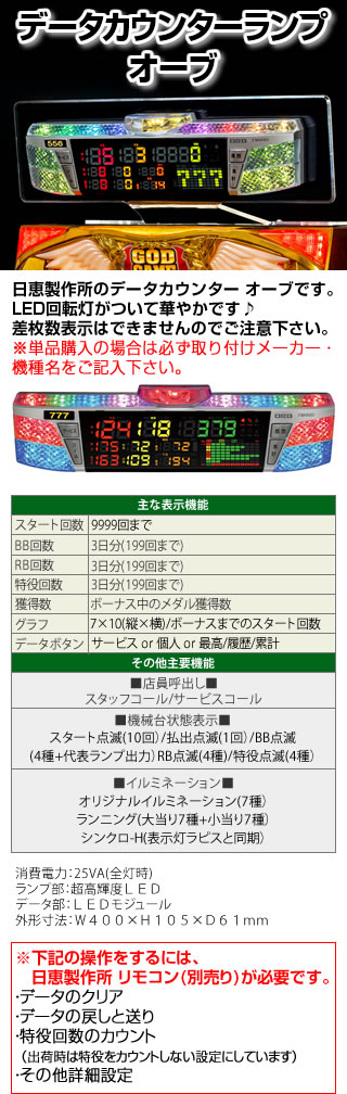 即日出荷】データカウンターランプ 日恵製作所 オーブ