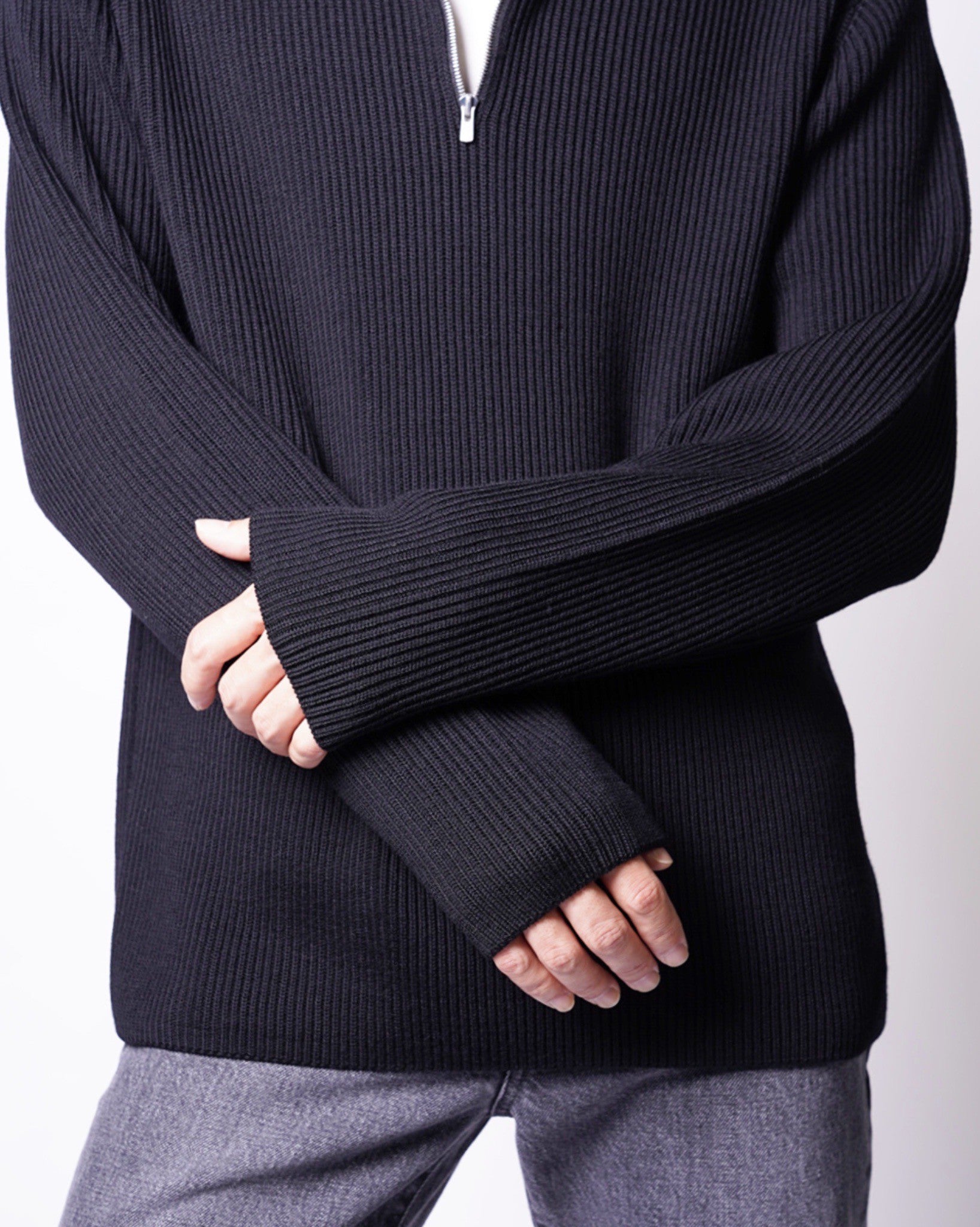 BATONER】SOLID WOOL RIB HALF ZIP-AMANOJAK. – Amanojak.