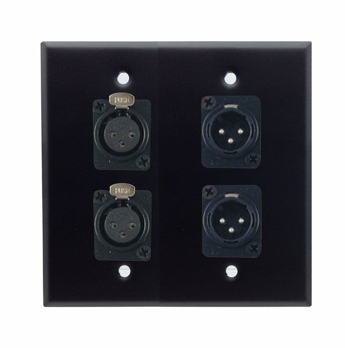 Dual Gang Stainless Steel Wall Plates with Two XLR Female/Two XLR