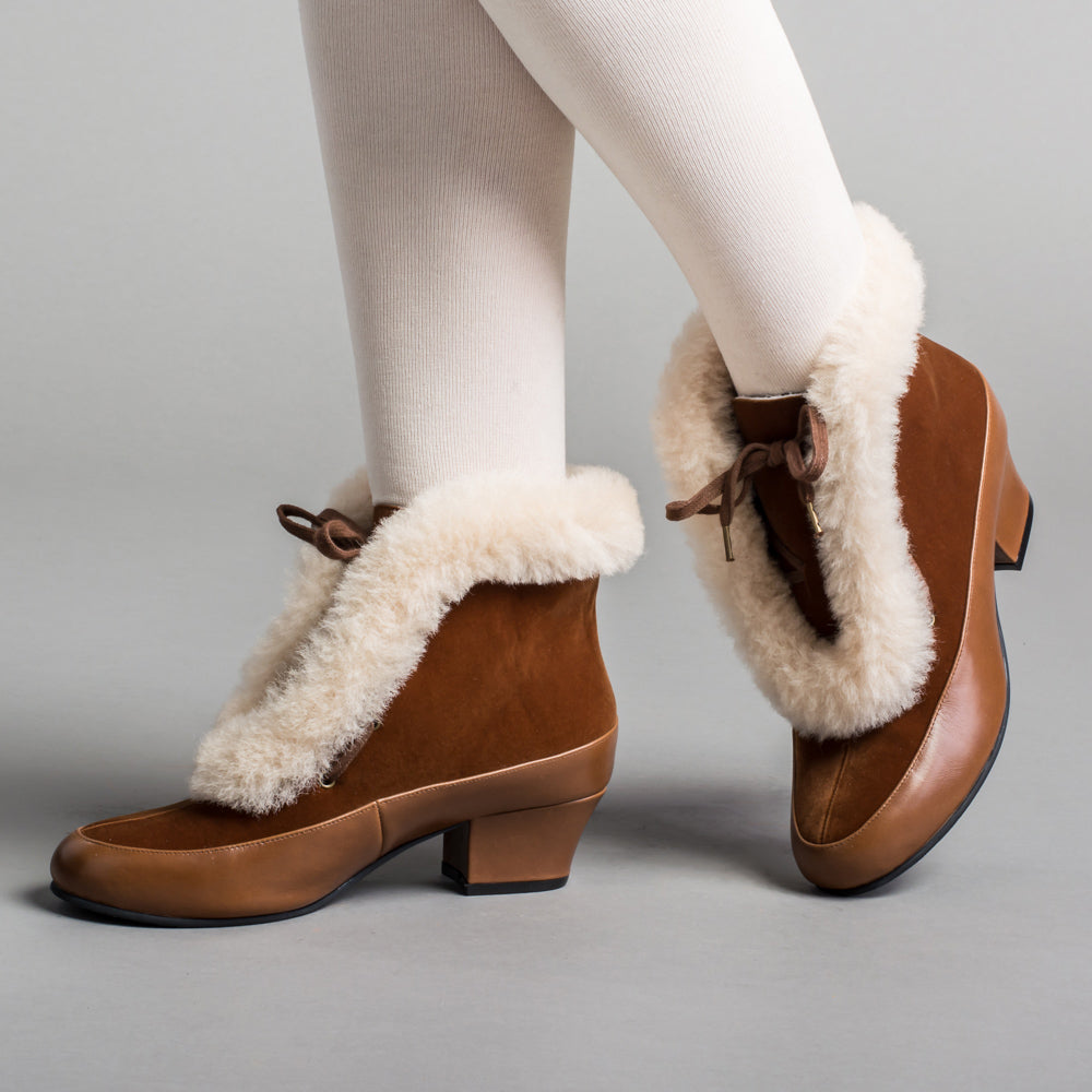 Alpen Retro Winter Booties (Brown/Ivory) – American Duchess