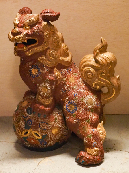 丸谷焼 陶器 獅子の置物 緑・金 丸谷焼】伝統工芸品！獅子の置物のご紹介です！【トレファク花小金井店