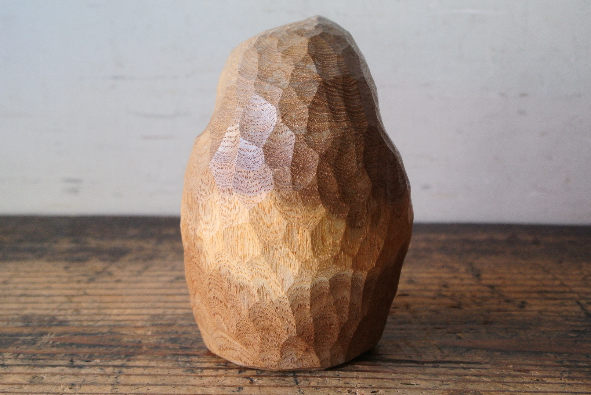 三好純男 作「ふくろう」木彫 - アンティーク雑貨・古道具の札幌