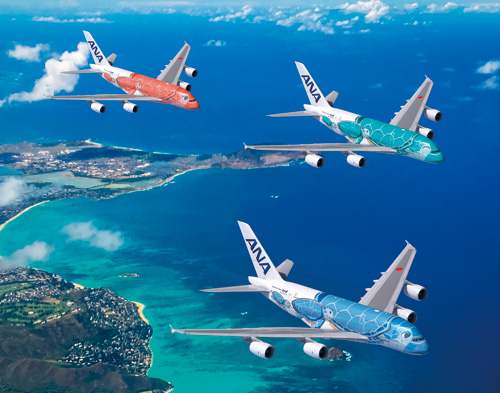 NH20142 1:200 A380 JA381A FLYING HONU ANAブルー 完成品（WiFi