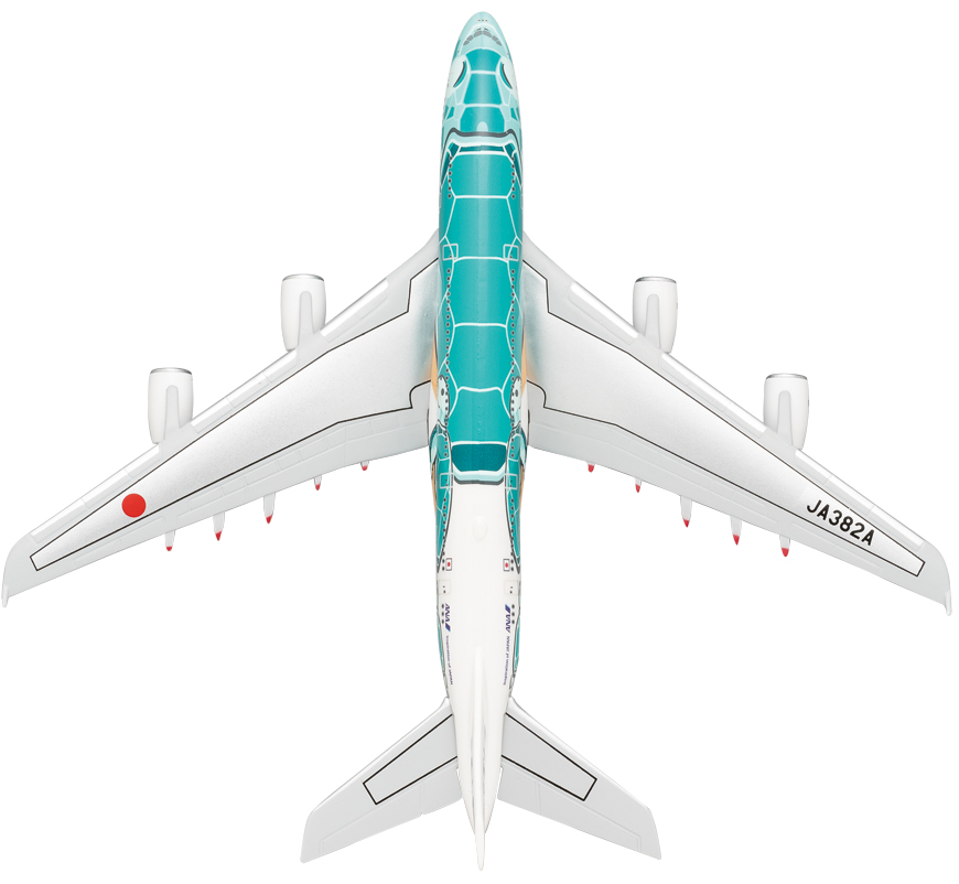 1:500 A380 JA382A エメラルドグリーン (WiFiレドーム・ギアつき）ABS