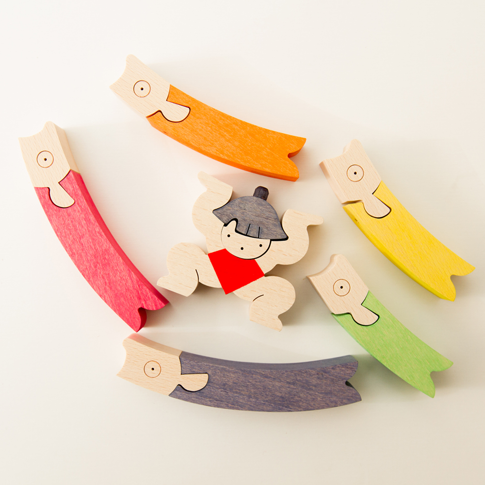 鯉のぼりを揚げる金太(小)【小黒三郎の五月人形】【KK229】 | ANDCHILD