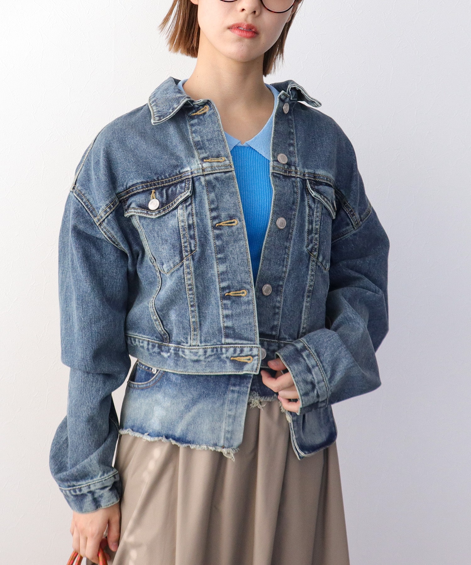 ファー襟付きデニムブルゾン | AND ON JIONE STORE（アンドオン