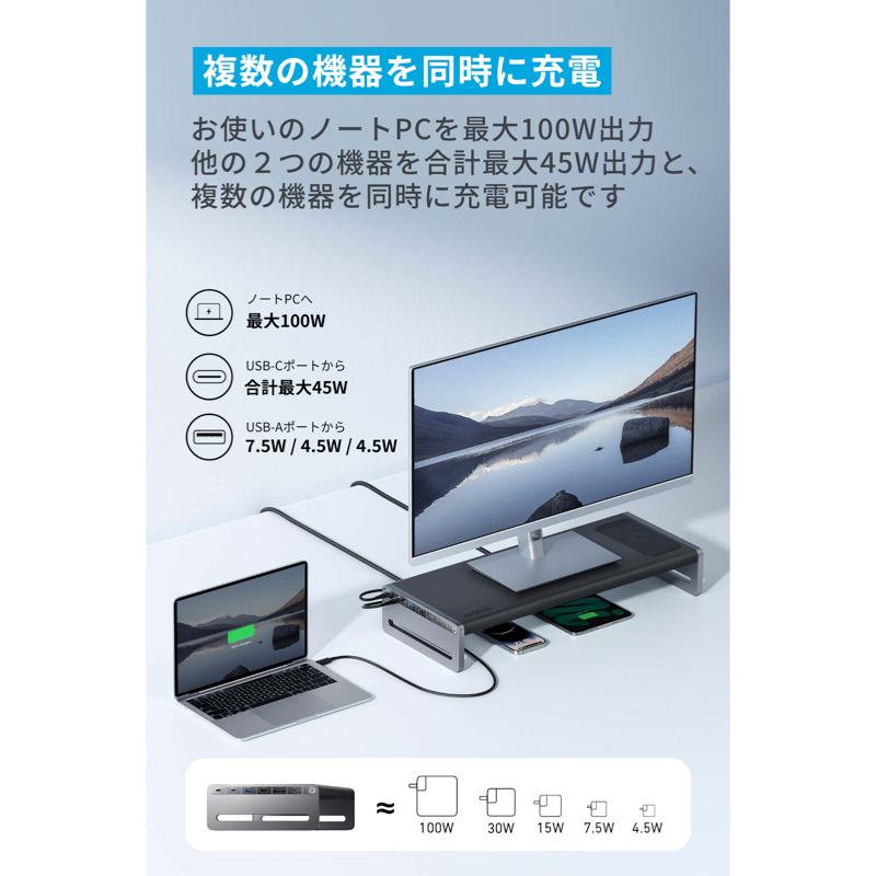 Anker 675 USB-C ドッキングステーション (12-in-1, Monitor Stand