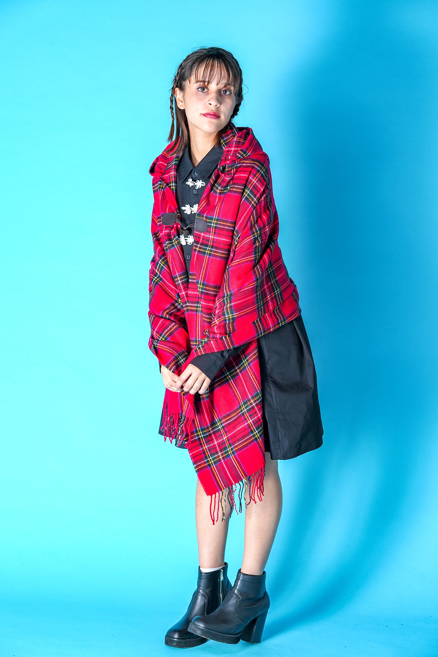 タータンチェック柄トグルフードポンチョ ankoROCK(アンコロック