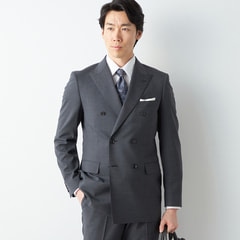 アウトレット】リサイクル素材使用 ストレッチダブルスーツ グレー LES