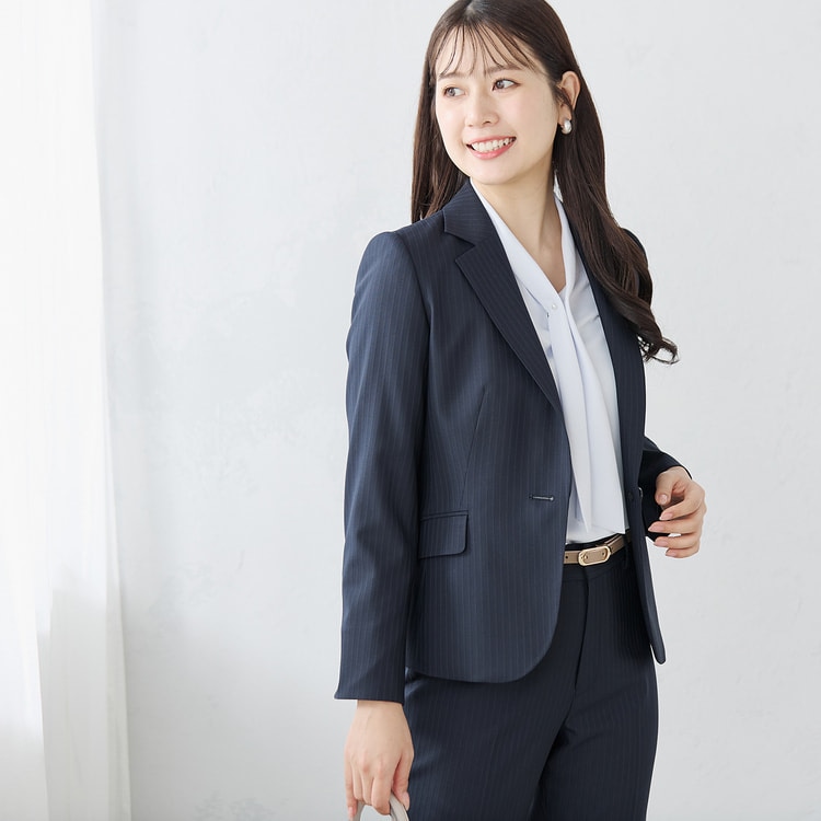 洗える360°キレイスーツ テーラードジャケット セットアップ着用可 紺
