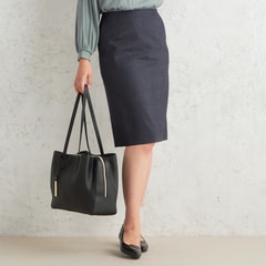 アウトレット】洗えるキレイスーツ 360°キレイタイトスカート 紺ピン