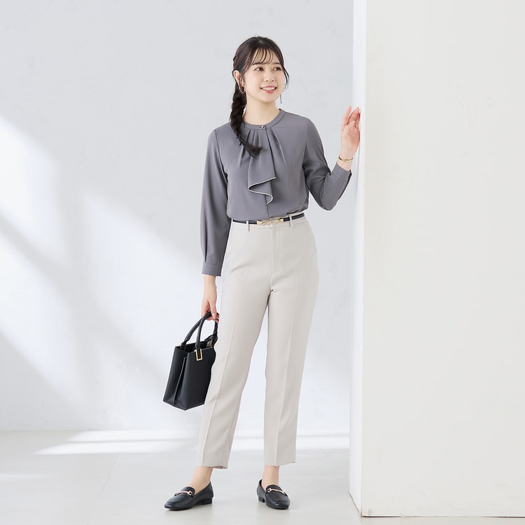 九分袖 配色ラッフルフリルブラウス【AOKI公式通販】