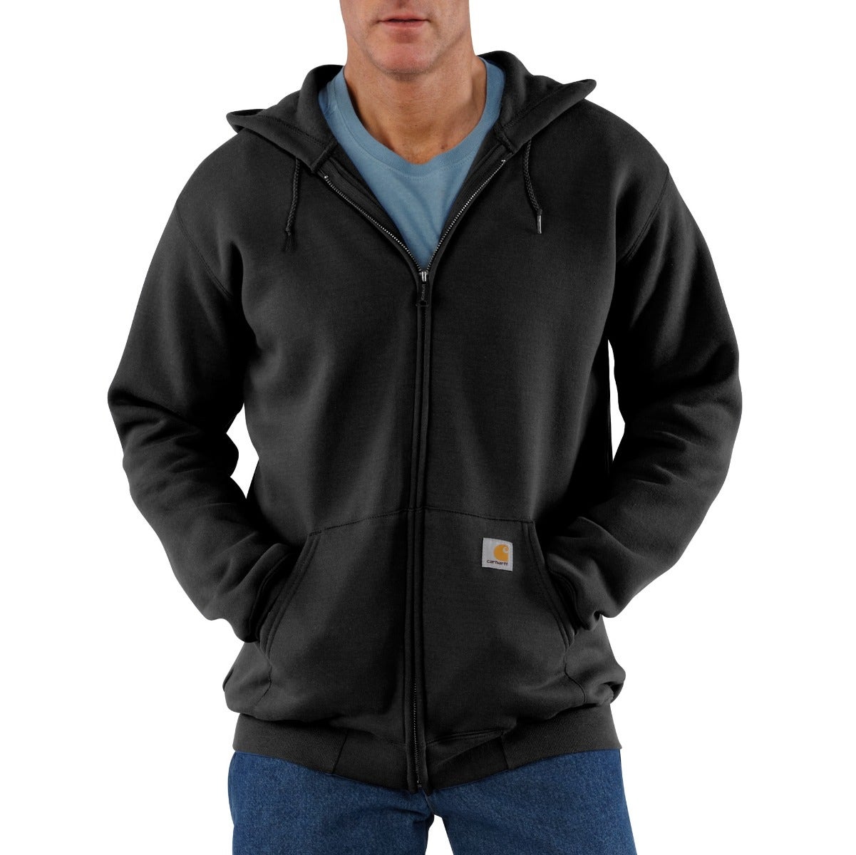 Carhartt Sweatshirts: Men's K122 BLK Black Midweight Hooded Front